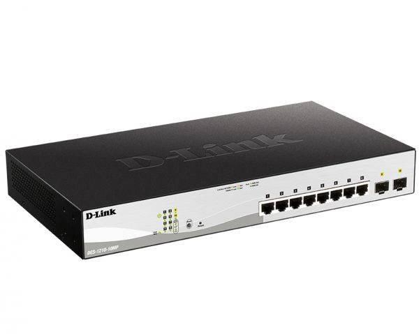 Коммутатор D-Link DGS-1210-10MP/FL (L2) 8x1Гбит/с 2SFP 8PoE+ 130W управляемый
