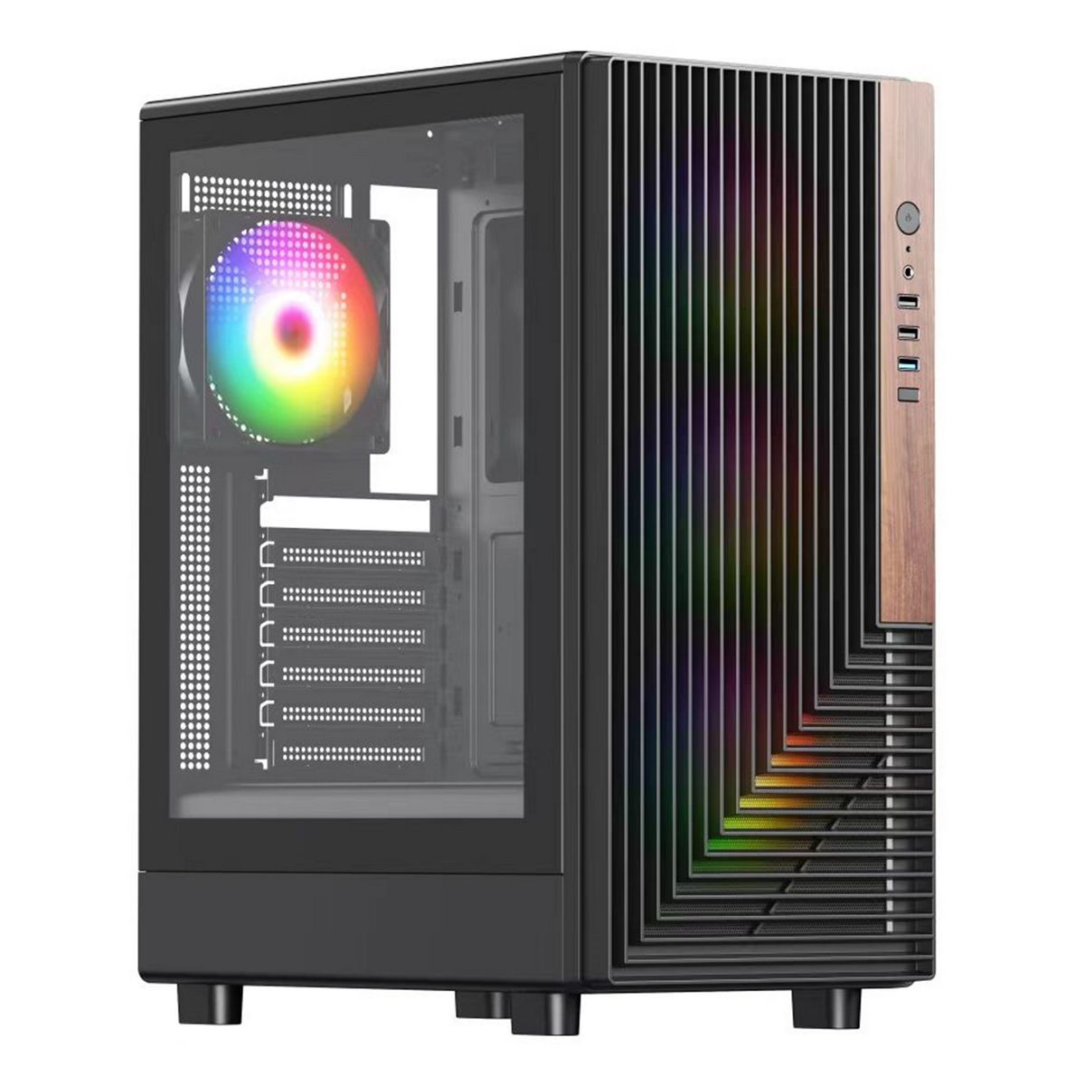 Корпус ACD ACD Citadel 101 ATX, Black, USB3.0*1 + USB2.0*2 + HD AUDIO, 1*12cm H1 argb fan at rear, 3