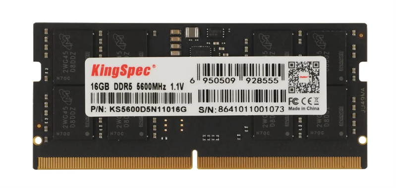 Память DDR5 16GB 5600MHz Kingspec KS5600D5N11016G RTL PC5-44800 CL40 SO-DIMM 288-pin 1.1В single ran