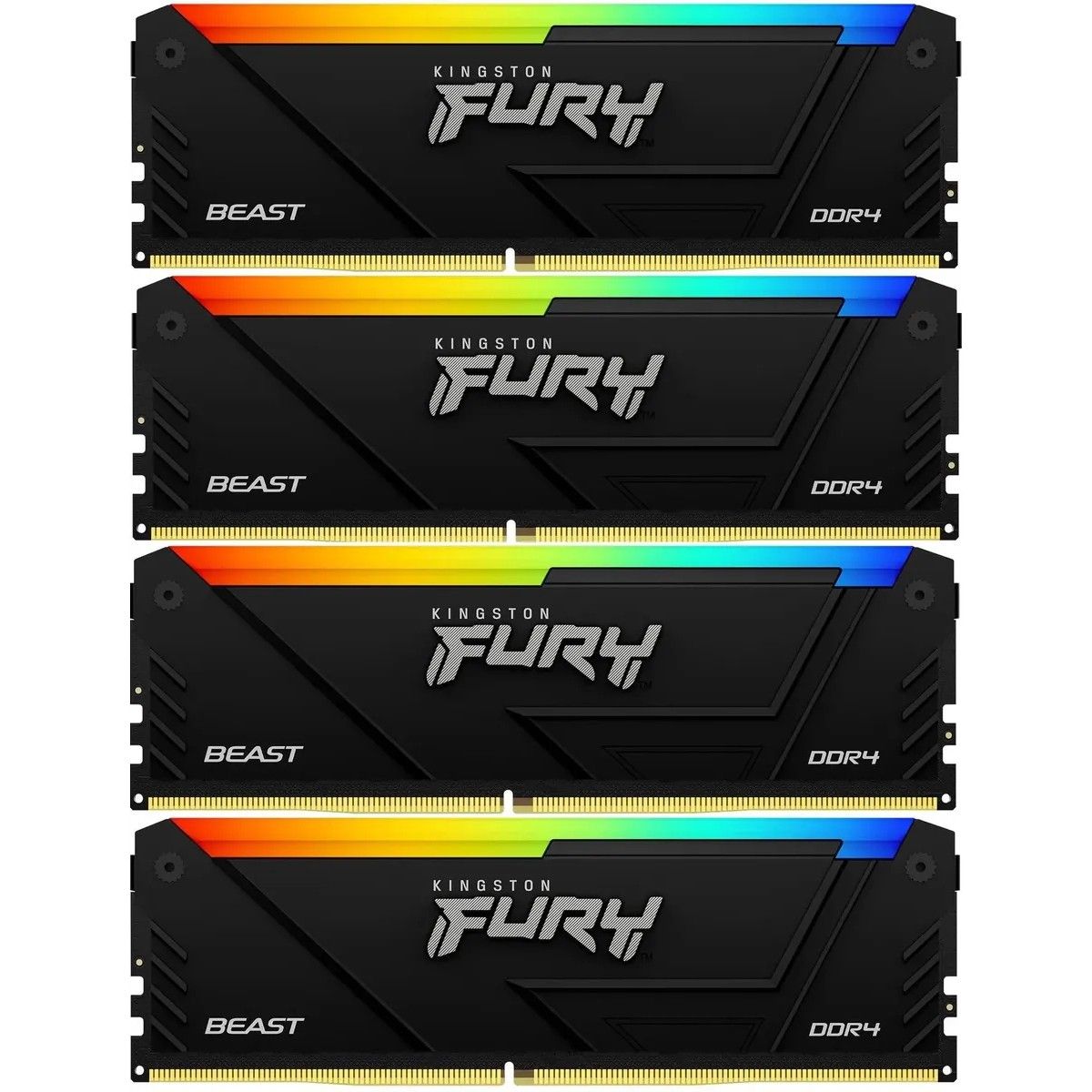 Память DDR4 4x16GB 3200MHz Kingston KF432C16BB2AK4/64 Fury Beast Black RGB RTL Gaming PC4-25600 CL16