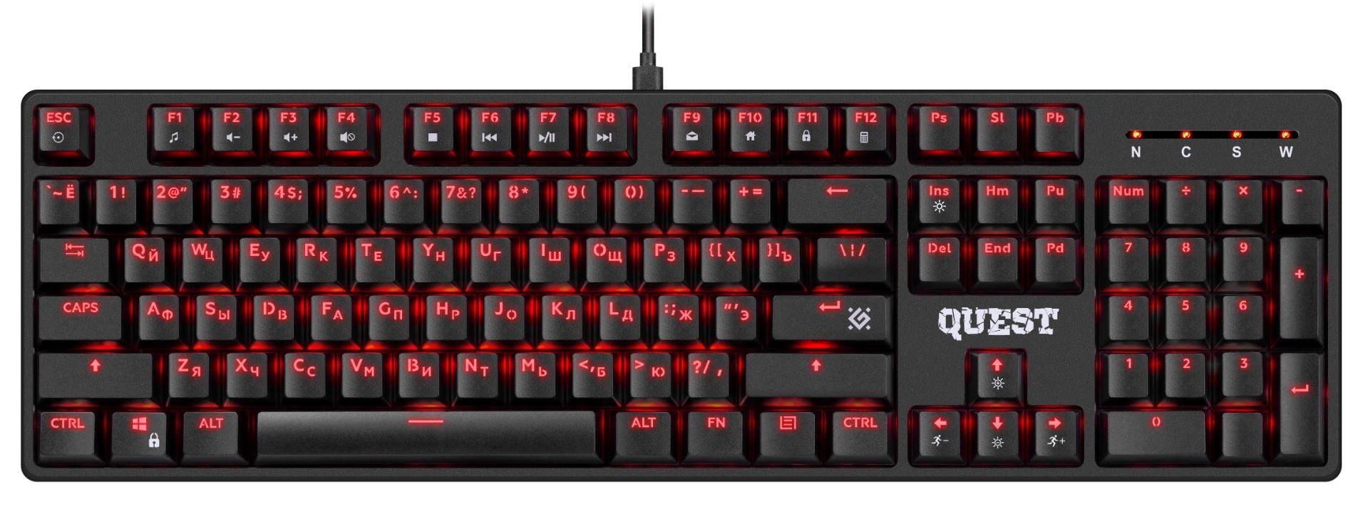 Клавиатура Defender Quest Gk-596 механическая черный USB Multimedia for gamer LED (45596)