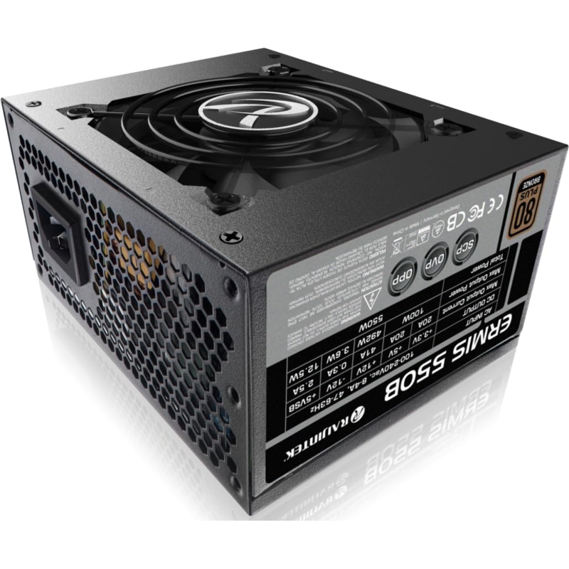Блоки питания Raijintek ERMIS 550B, 550W 80+ Bronze (SFX, Non-modular, 1x24(20+4)pin, 1x4+4-pin CPU,