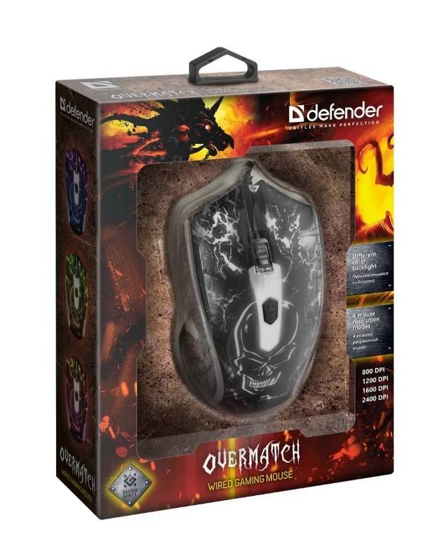 Defender Игровая мышь проводная Overmatch GM-069 оптика,4кнопки,2400dpi
