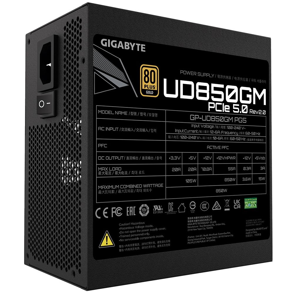 Блок питания PG5 850W, 80Plus, Gold, Полностью модульный, PCIe Gen 5.0 compatible, 28200-U85GP-1EUR