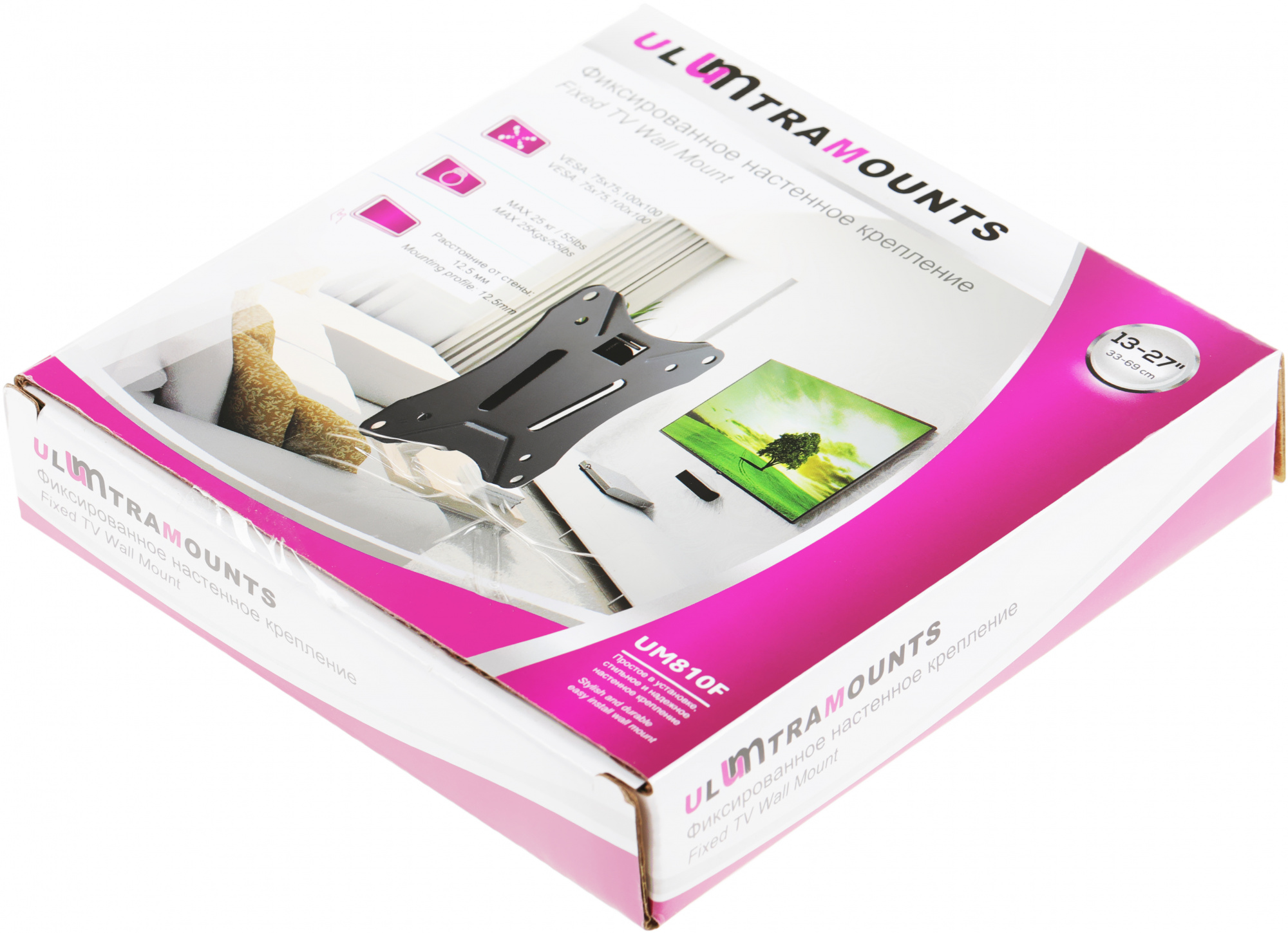 Кронштейн для телевизора Ultramounts UM810F черный 13"-27" макс.25кг настенный фиксированный