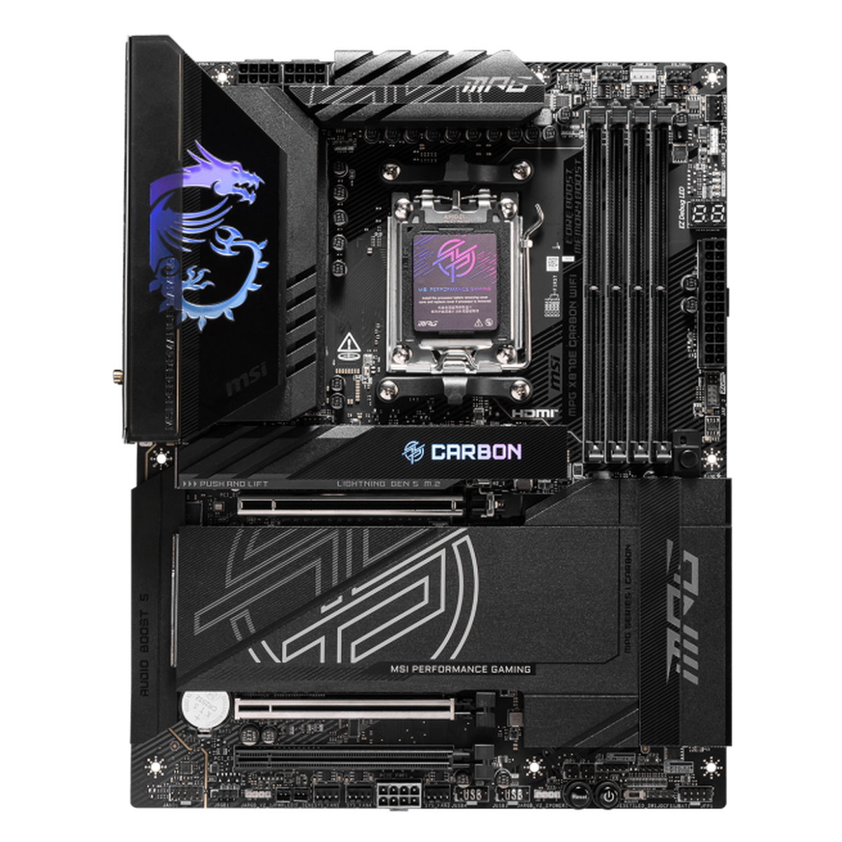Материнская плата MSI MPG X870E CARBON WIFI Socket AM5 AMD X870E 4xDDR5 ATX AC`97 8ch(7.1) 5Gigabit 