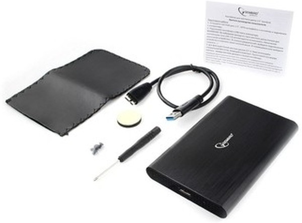 Gembird EE2-U3S-50 Внешний корпус 2.5" чёрный, USB 3.0, SATA, до 2 Тб, алюминий