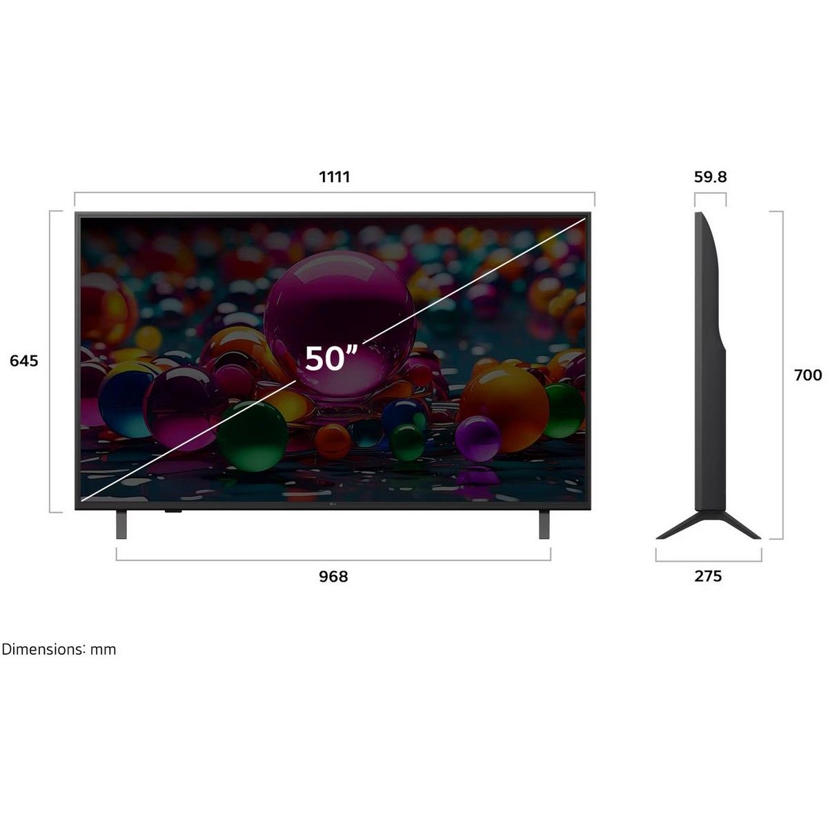Телевизор LED LG 50" 50UA75009LA.ARUG черный 4K Ultra HD 60Hz DVB-T DVB-T2 DVB-C DVB-S DVB-S2 USB Wi