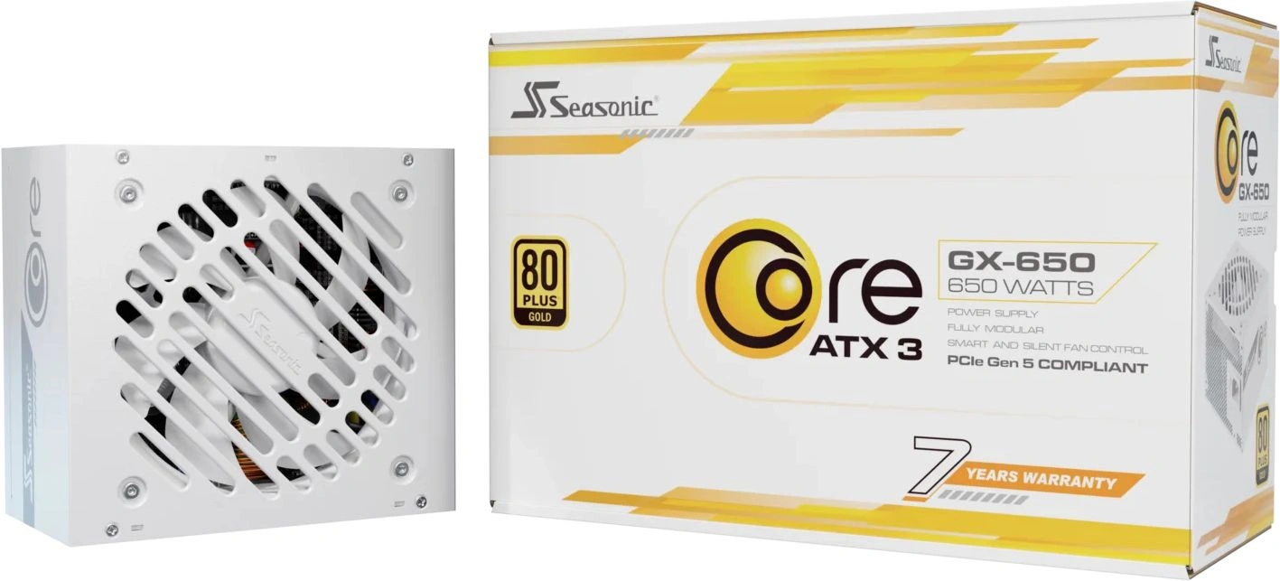 Блок питания Seasonic ATX 650W Core GX-650 WHITE 80+ gold (20+4pin) APFC 120mm fan 6xSATA Cab Manag 