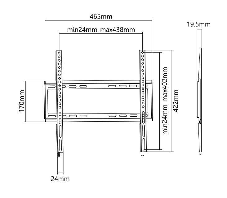 Кронштейн для телевизора Ultramounts UM812F черный 32"-55" макс.35кг настенный фиксированный
