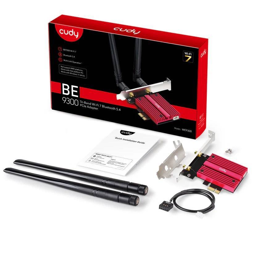 Адаптер беспроводной связи (Wi-Fi) CUDY BE9300 7 PCI Express Adapter 7 Bluetooth 5.4 PCI Express Ada