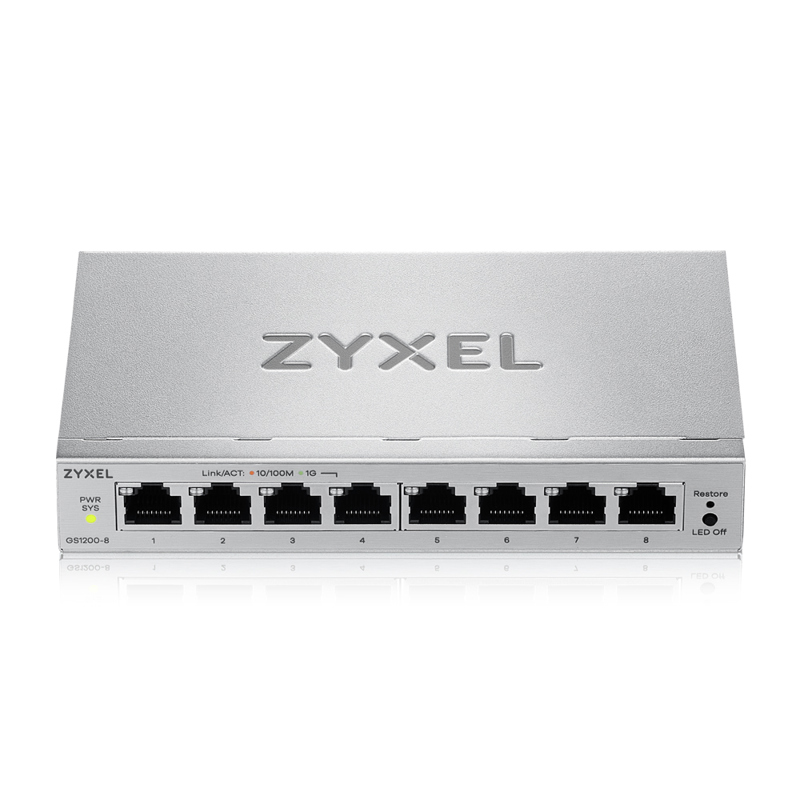 Коммутатор Web Smart L2 коммутатор Zyxel GS1200-8v3, 8xGE, настольный, бесшумный