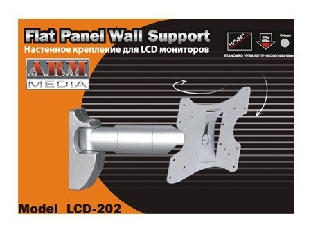 Кронштейн для телевизора Arm Media LCD-202 черный 15"-43" макс.20кг настенный поворот и наклон