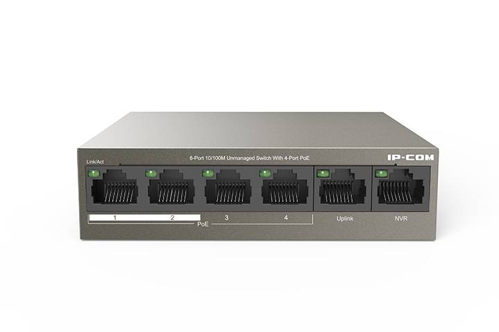 Коммутатор IP-Com F1106P-4-63W (L2) 6x100Мбит/с 4PoE 63W неуправляемый