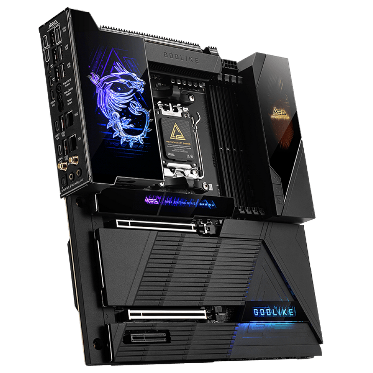 Материнская плата MSI MEG X870E GODLIKE X870E, AM5, 4*DDR5, 2*PCIEx16, 1*PCIEx4, 7*M.2, 7*TypeC, 8*U