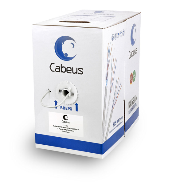 кабель Cabeus FTP-4P-Cat.5e-SOLID-GY Кабель витая пара экранированная FTP (F/UTP), категория 5e, 4 п
