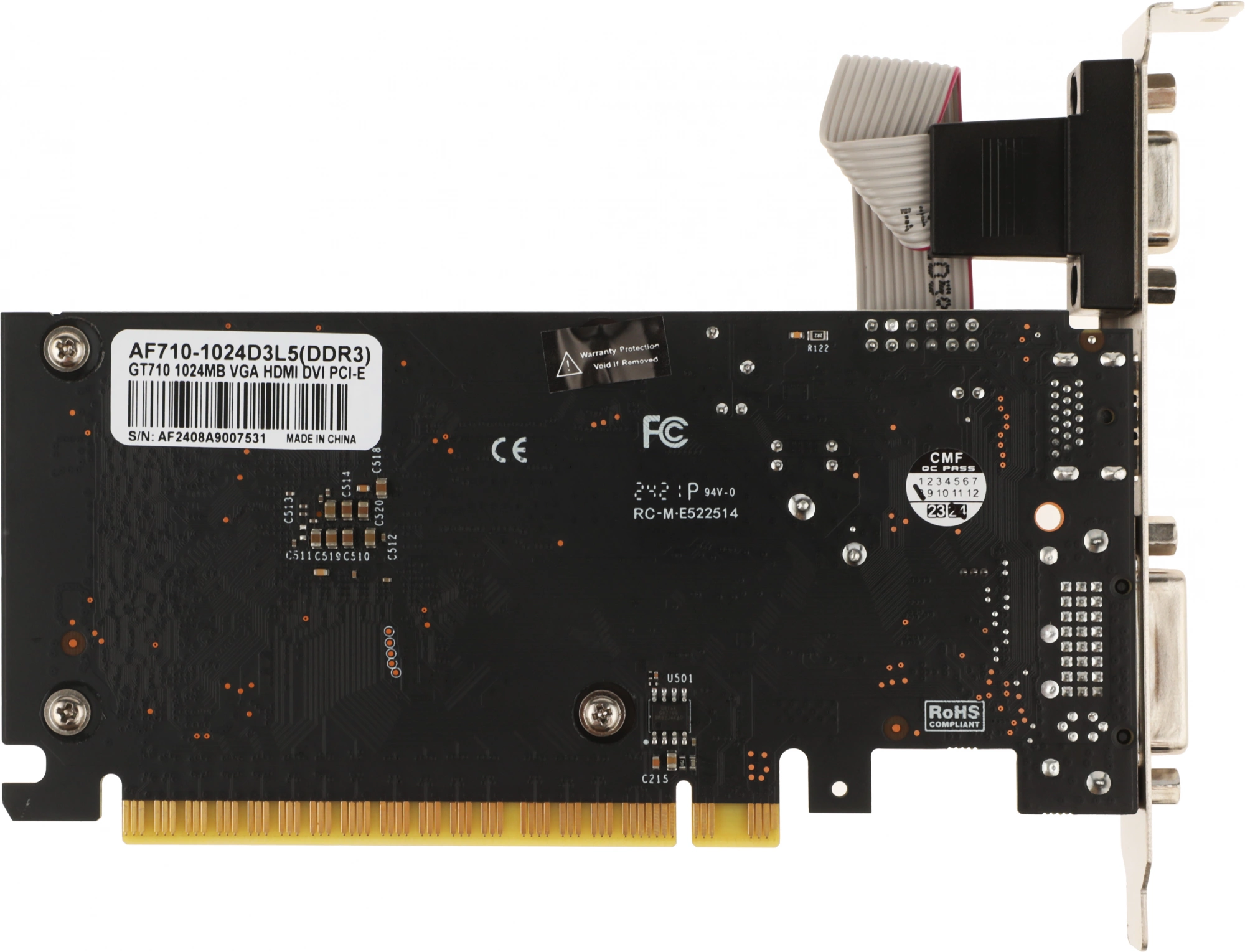 Видеокарта Afox PCI-E 2.0 AF710-1024D3L5 NVIDIA GeForce GT 710 1Gb 64bit GDDR3 954/1600 DVIx1 HDMIx1
