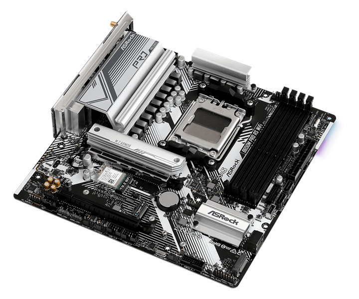 Материнская плата ASROCK B650M PRO RS WIFI, AM5, B650, 4*DDR5, HDMI+DP, 4xSATA3 6.0, M.2 Socket, RAI