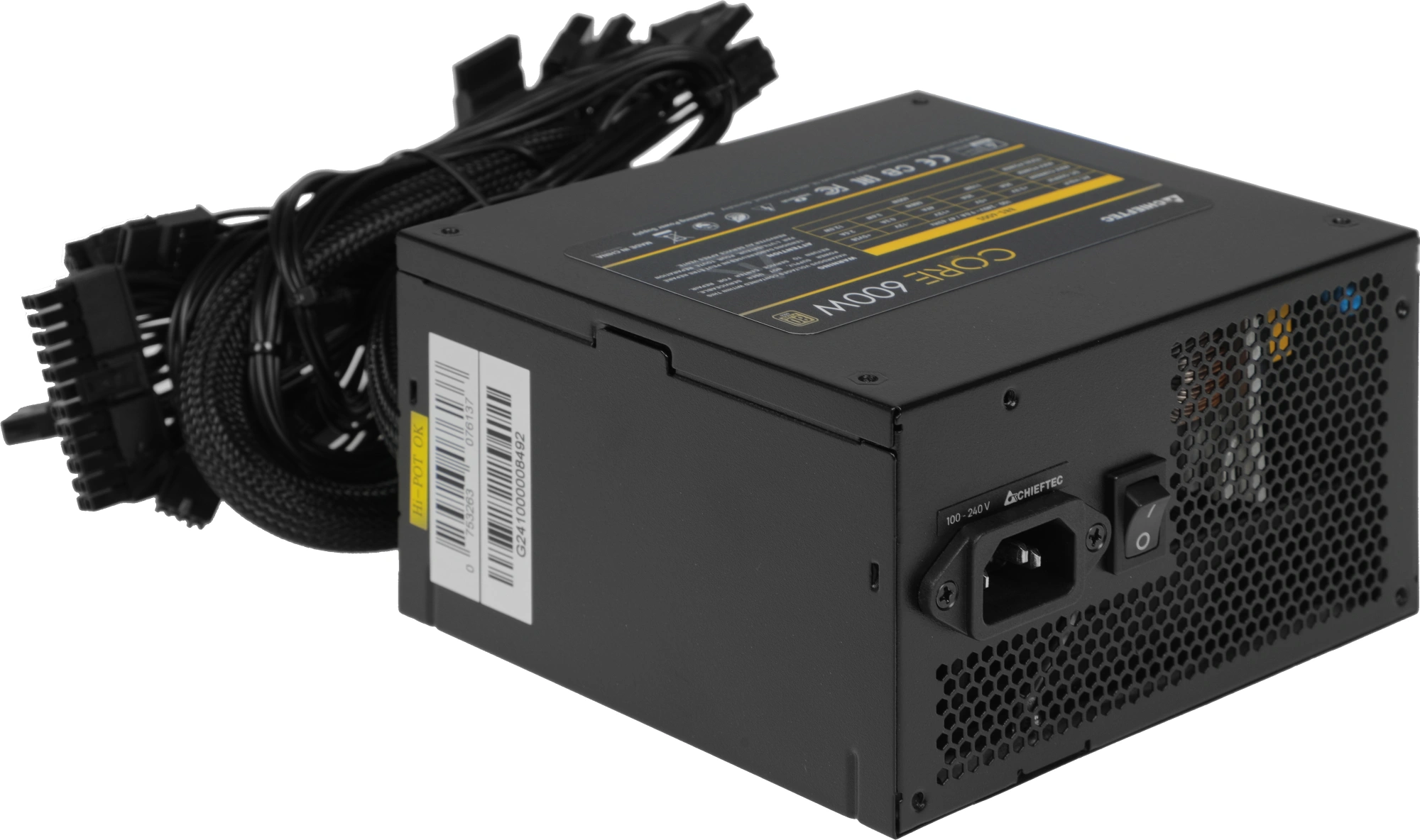 Блок питания Chieftec ATX 600W CORE BBS-600S 80+ gold 24pin APFC 120mm fan 6xSATA RTL