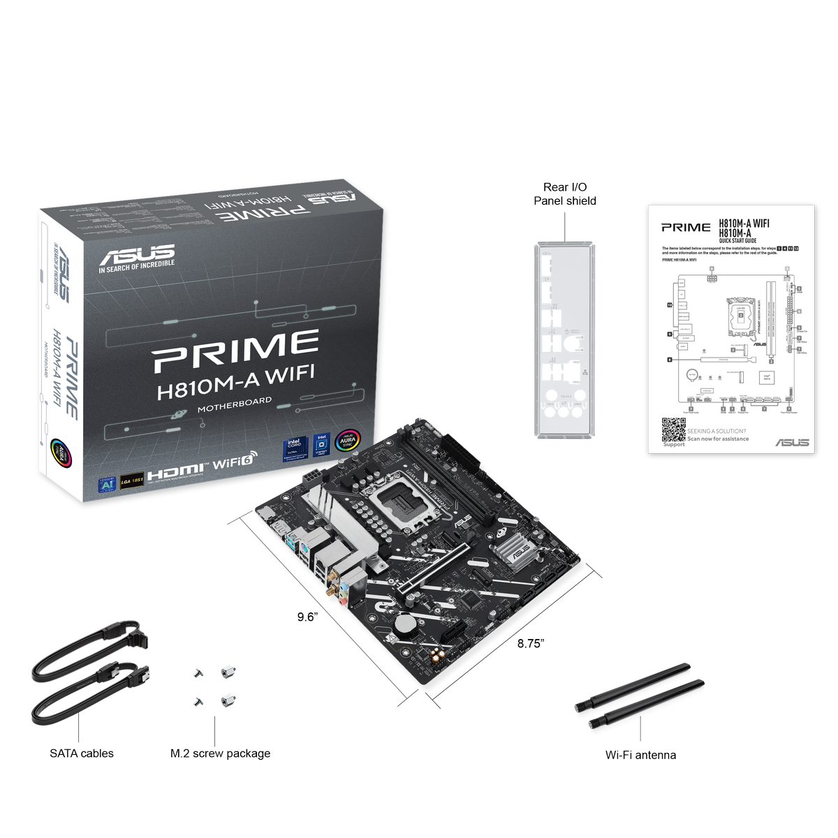 Материнская плата Asus PRIME H810M-A WIFI Soc-1851 Intel H810 2xDDR5 mATX AC`97 8ch(7.1) GbLAN RAID+