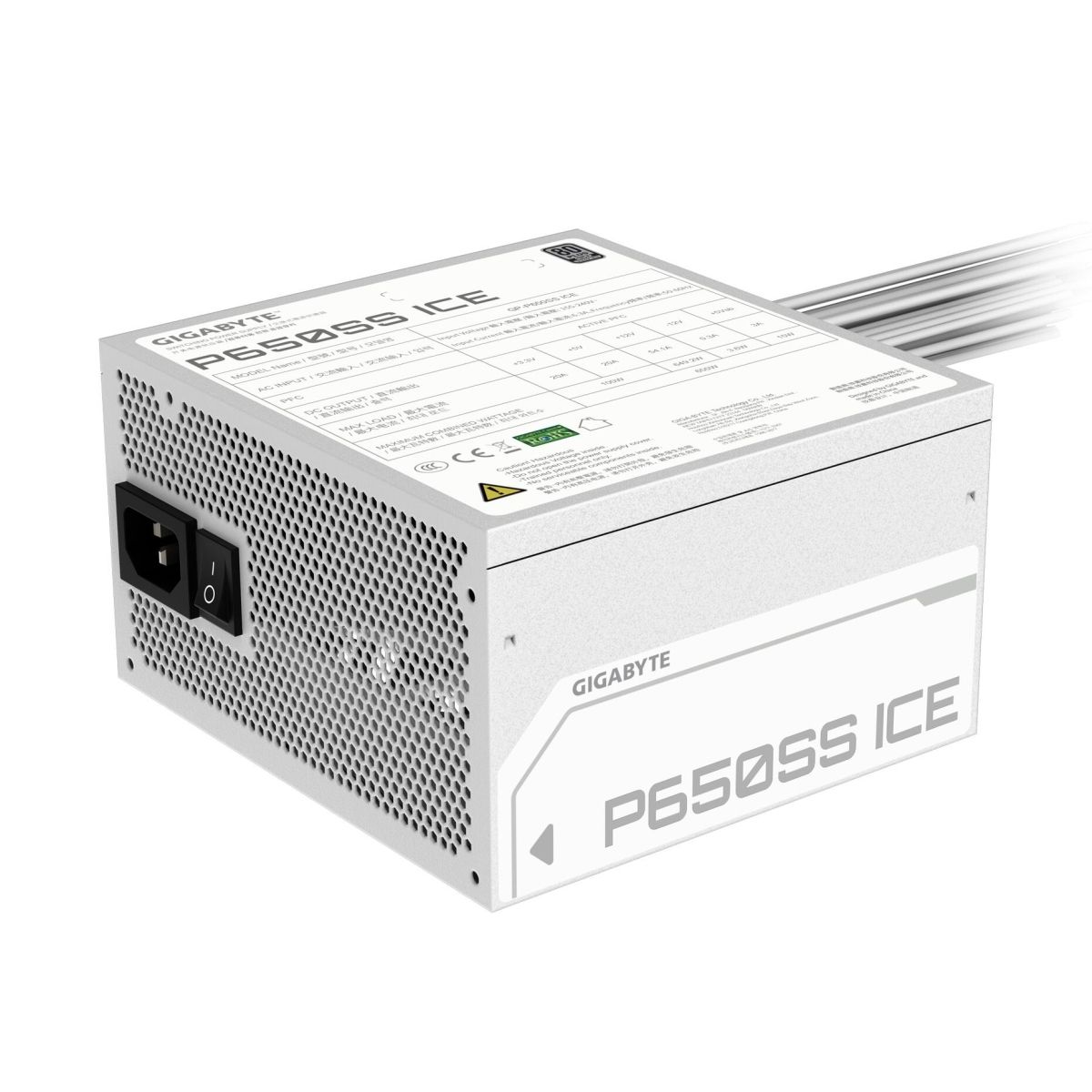 Блок питания ПК Gigabyte P650SS ICE 650W, 80+, SILVER, НЕ модульный, ATX 3.0, White