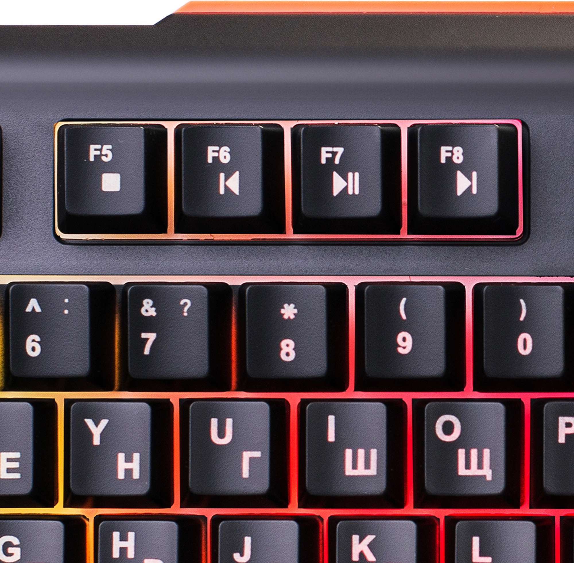 Клавиатура Оклик 717G BLACK DEATH черный/оранжевый USB Multimedia for gamer LED (476395)