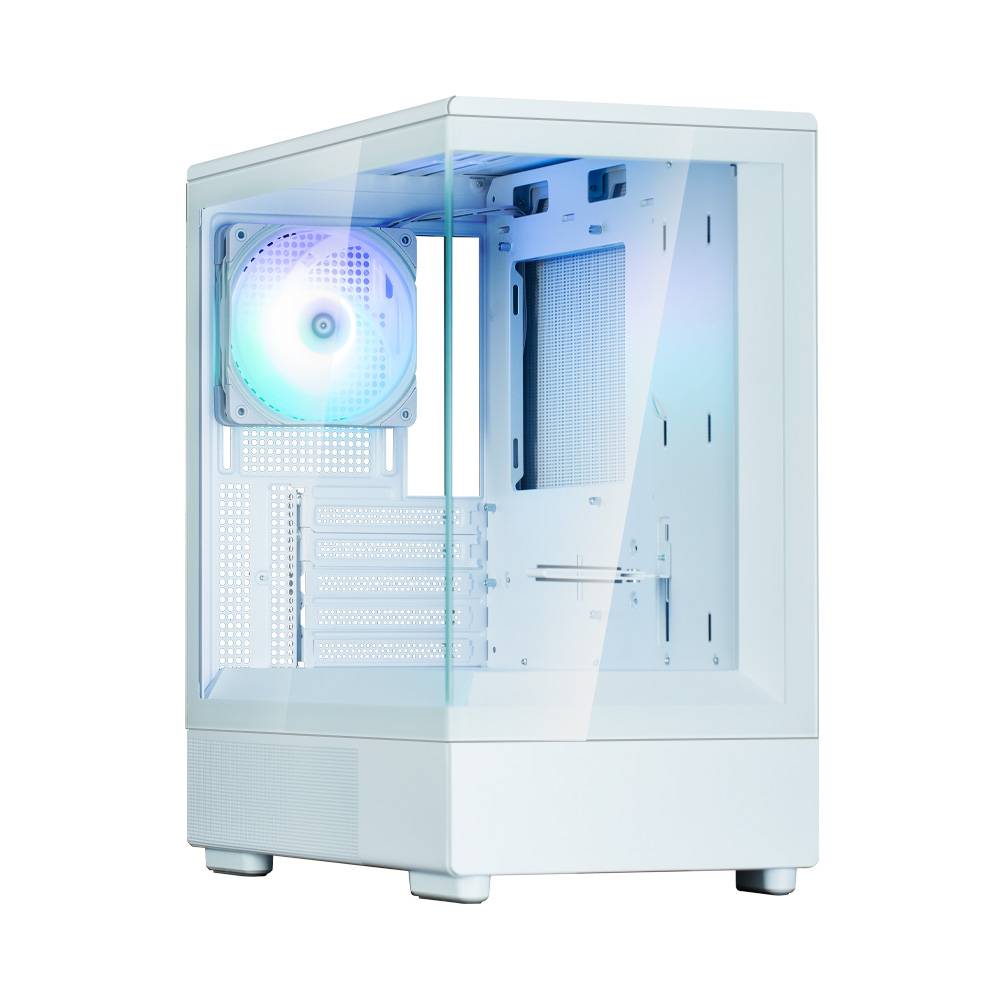 корпус ZALMAN P10, MATX, WHITE, WINDOW, 2x3.5", 3x2.5", 1xUSB TYPE-C, 1xUSB3.0, REAR 1x120mm ARGB