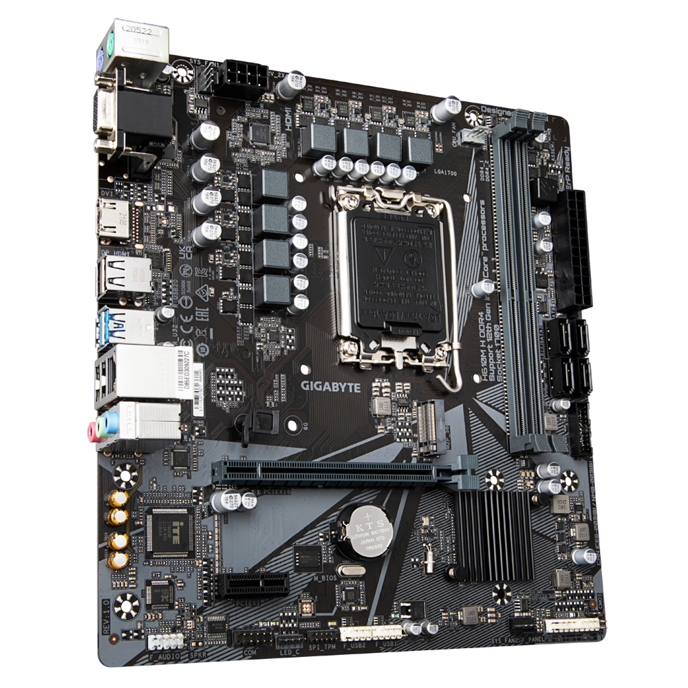 Материнская плата Gigabyte H610M H DDR4 Socket 1700 Intel B660 2xDDR4-3200  D-SUB+HDMI mATX RTL