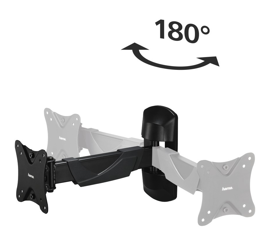 Кронштейн для телевизора Hama FULLMOTION черный 10"-26" макс.25кг настенный