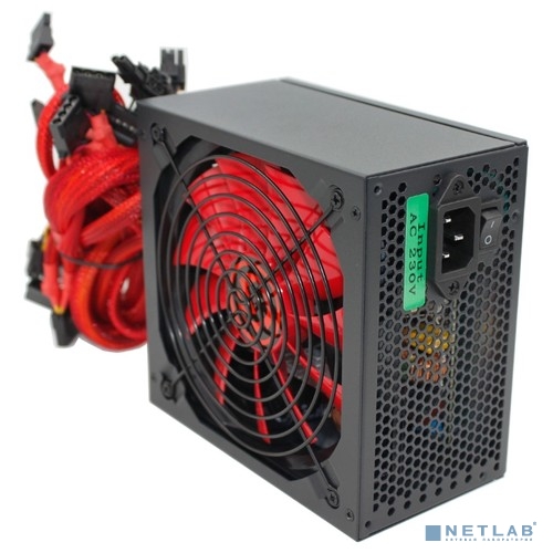 Ginzzu PC800 14CM(Red) 80+ black,APFC,24+4p,4 PCI-E(6+2), 7*SATA, 4*IDE,оплетка, кабель питания,цвет