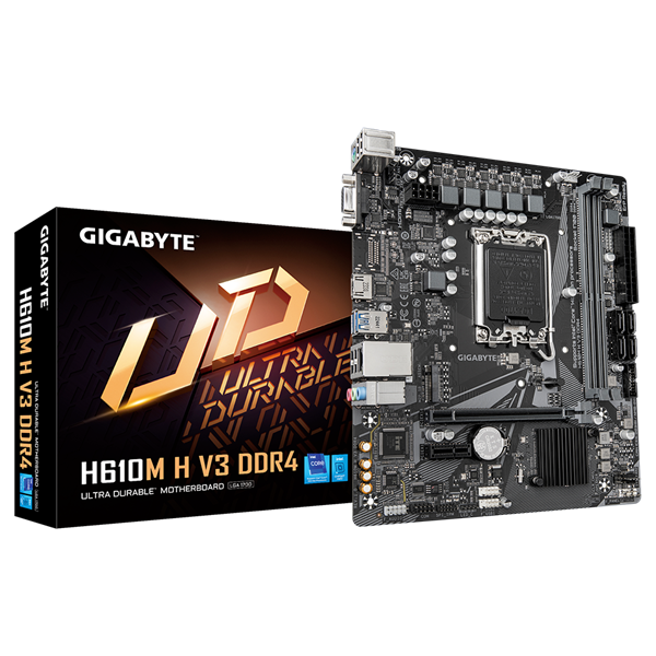 Материнская плата Gigabyte H610M H V3 DDR4 Soc-1700 Intel H610 2xDDR4 mATX AC`97 8ch(7.1) GbLAN+VGA+