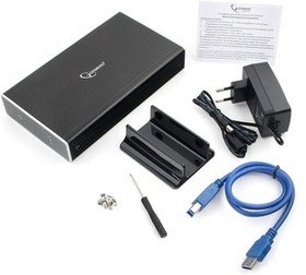 Gembird EE3-U3S-80 Внешний корпус 3.5" чёрный, USB 3.0, SATA, HDD/SSD, до 2 Тб, алюминий