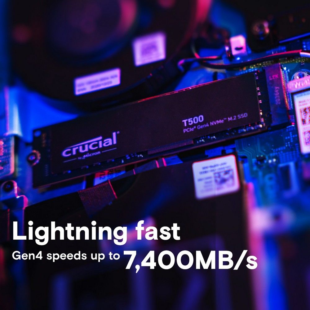 Твердотельный диск 2TB Crucial T500 CT2000T500SSD8 M.2, NVMe 3D TLC [R/W - 7400/7000 MB/s]