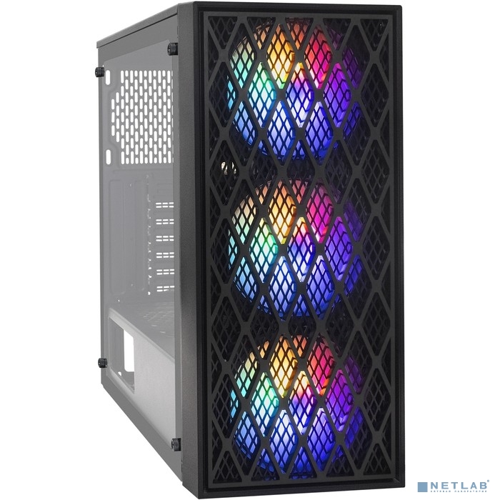 Exegate EX292859RUS Корпус Miditower ExeGate EVO-8243 (ATX, без БП, 2*USB+1*USB3.0, черный, 3 вент. 