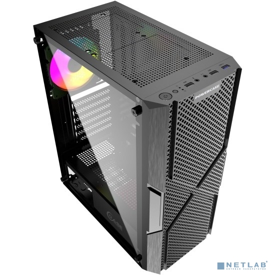 Корпус Powercase Mistral T4B, Tempered Glass, 4x 120mm 5-color fan, чёрный, ATX (CMITB-L4) (CMITB-L4
