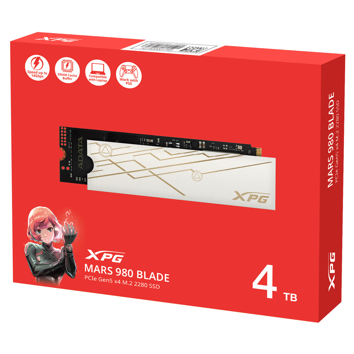 Накопитель SSD A-Data PCIe 5.0 x4 4TB SMAR-980B-4TCS Mars 980 Blade M.2 2280
