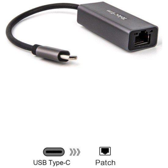 Кабель-переходник USB 3.1 Type-C -->RJ-45 1000Mbps Ethernet, Aluminum Shell, 0.15м Telecom <TU320M>