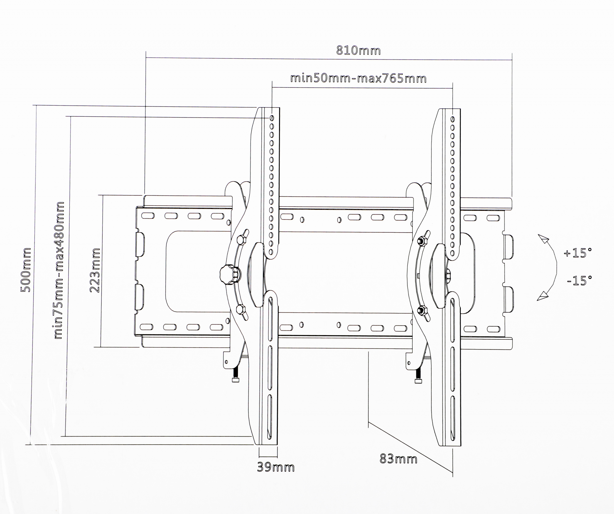 Кронштейн для телевизора Ultramounts UM843T черный 37"-75" макс.75кг настенный наклон