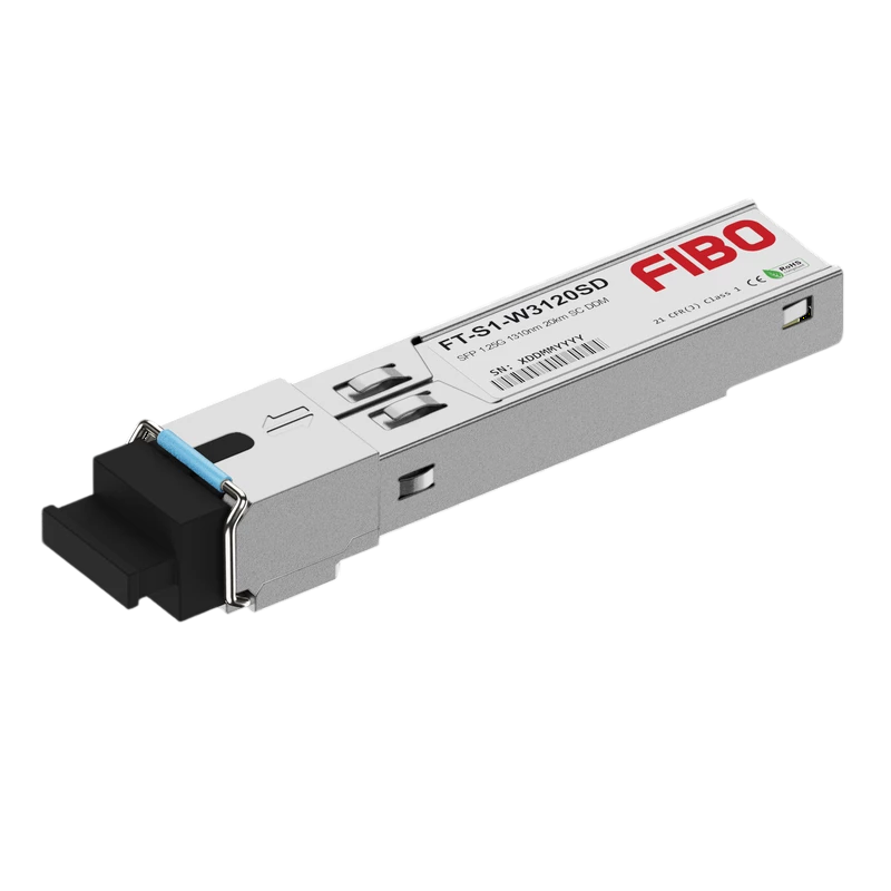 Модуль SFP FIBO, 20 км, SC, Tx:1310 нм, Rx:1550 нм, 1.25 Гбит/с, SM, одинарный, WDM, DDM (FT-S1-W312