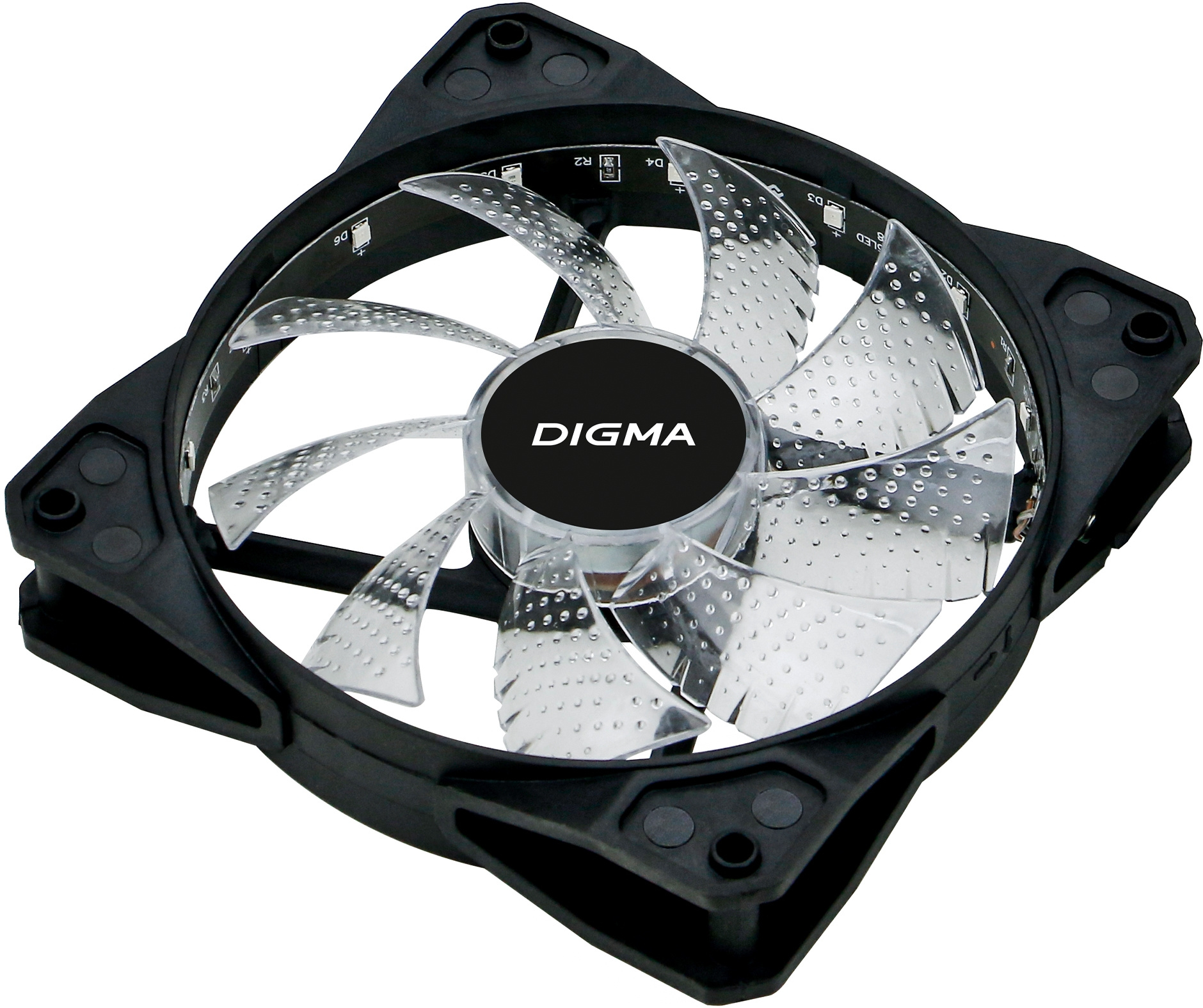 Вентилятор для корпуса Digma DFAN-FRGB2 RGB 120х120x25 черный 3-pin 4-pin (Molex) 23дБ Ret