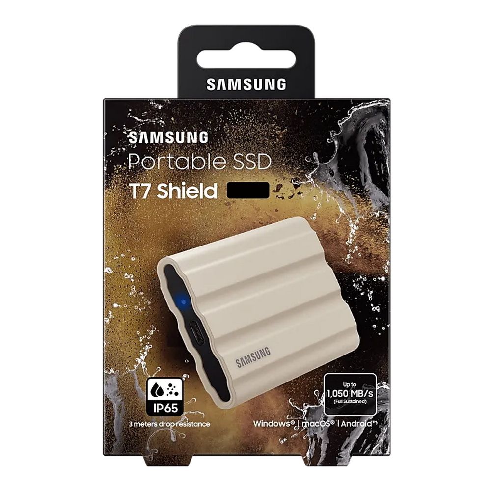 Накопитель SSD Samsung Original USB-C 1Tb MU-PE1T0K/WW Shield T7 1.8" бежевый