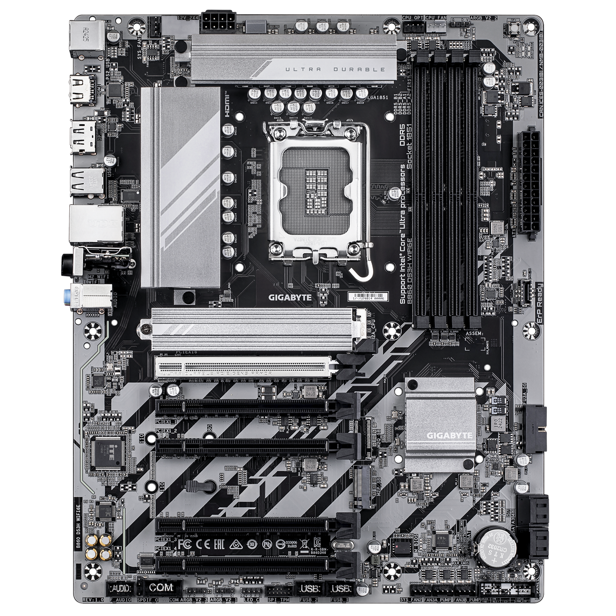 Материнская плата GIGABYTE B860M DS3H WIFI6E, LGA1851, B860, 4*DDR5, 4*SATA, 2*M.2,USB 3.2, 4*USB 2.