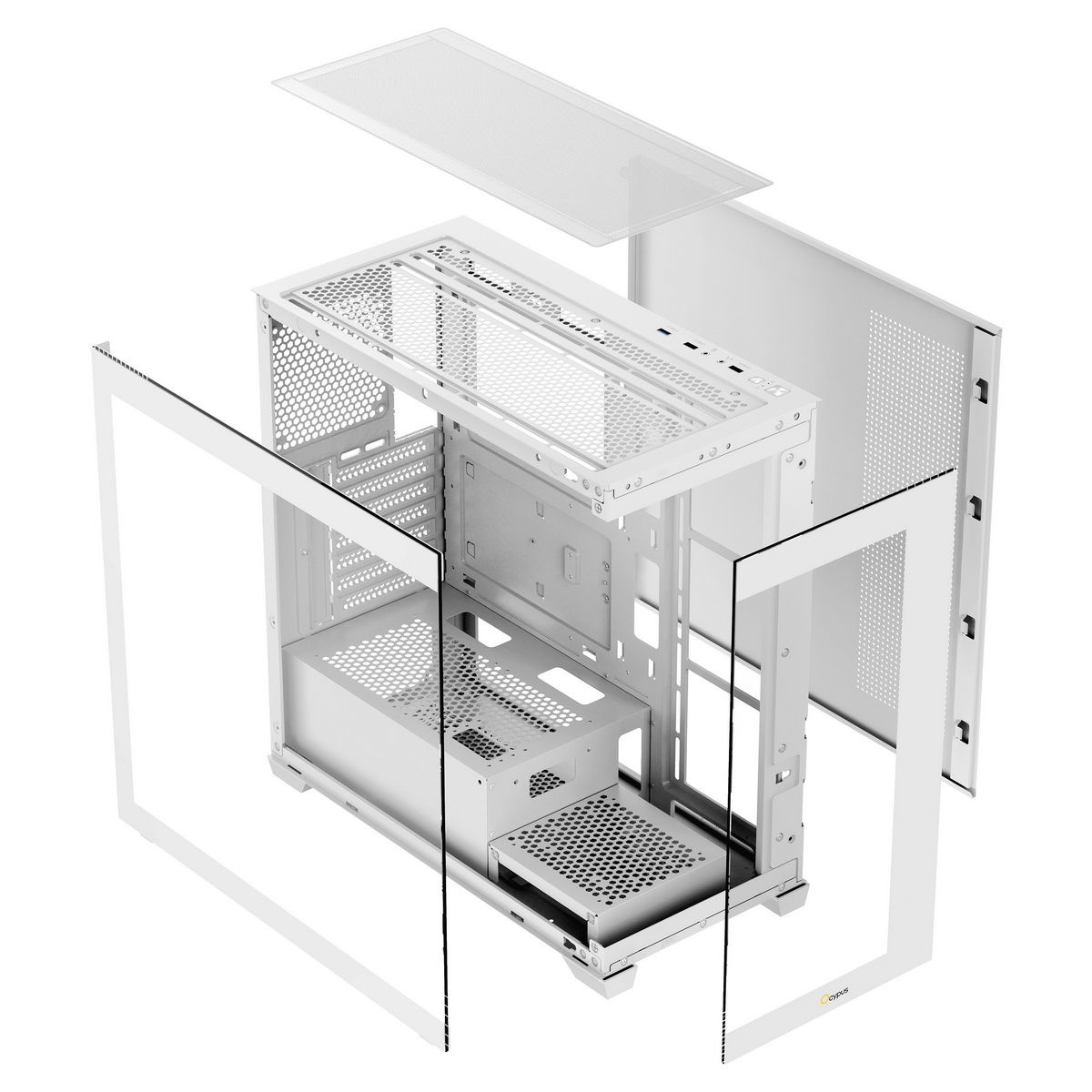 Корпус для ПК Case Ocypus Gamma C72 WH ATX / win / white / no PSU / Tempered Glass