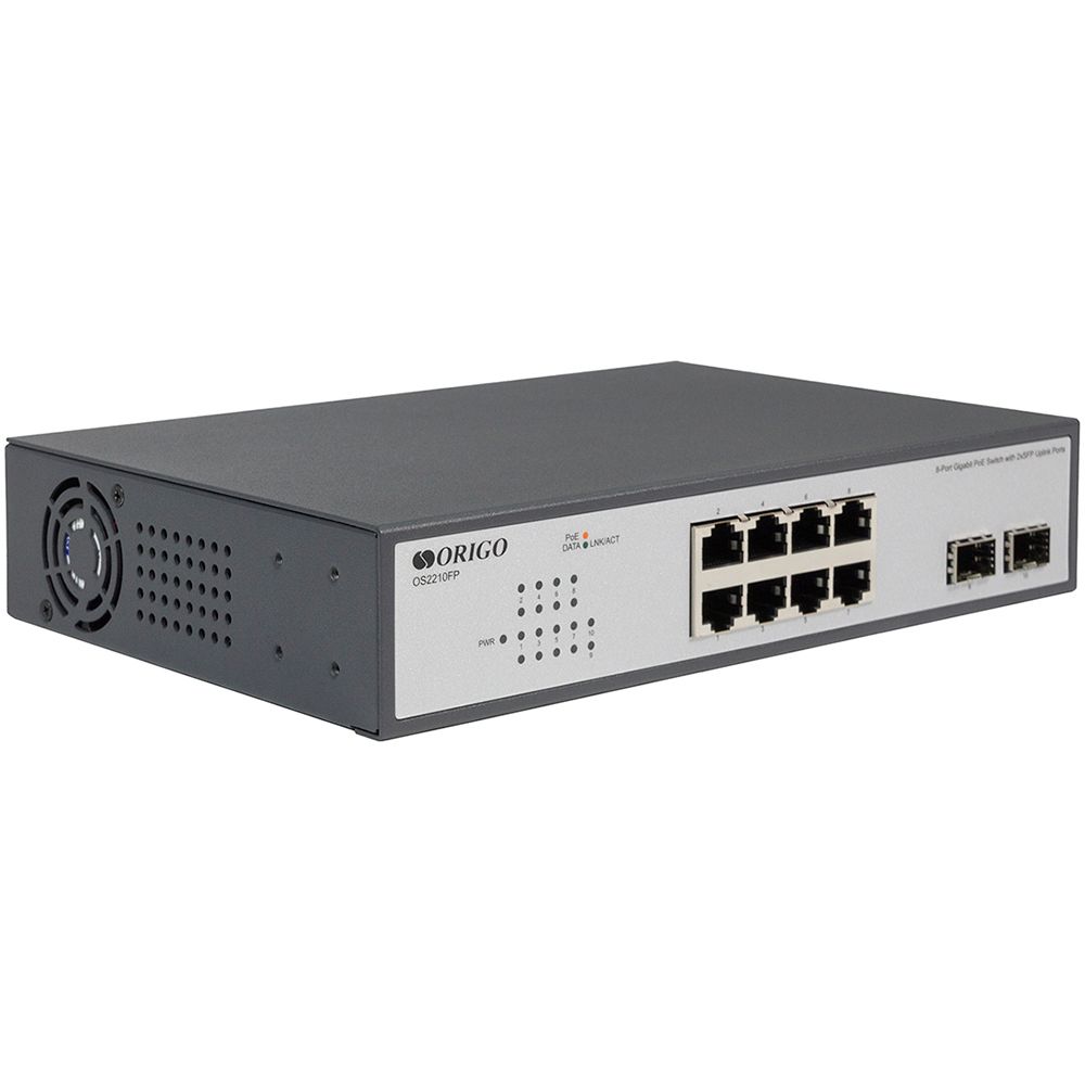 Коммутатор Origo OS2210FP/120W OS2210FP/120W/A1A (L2) 8x1Гбит/с 2SFP 8PoE+ 120W неуправляемый