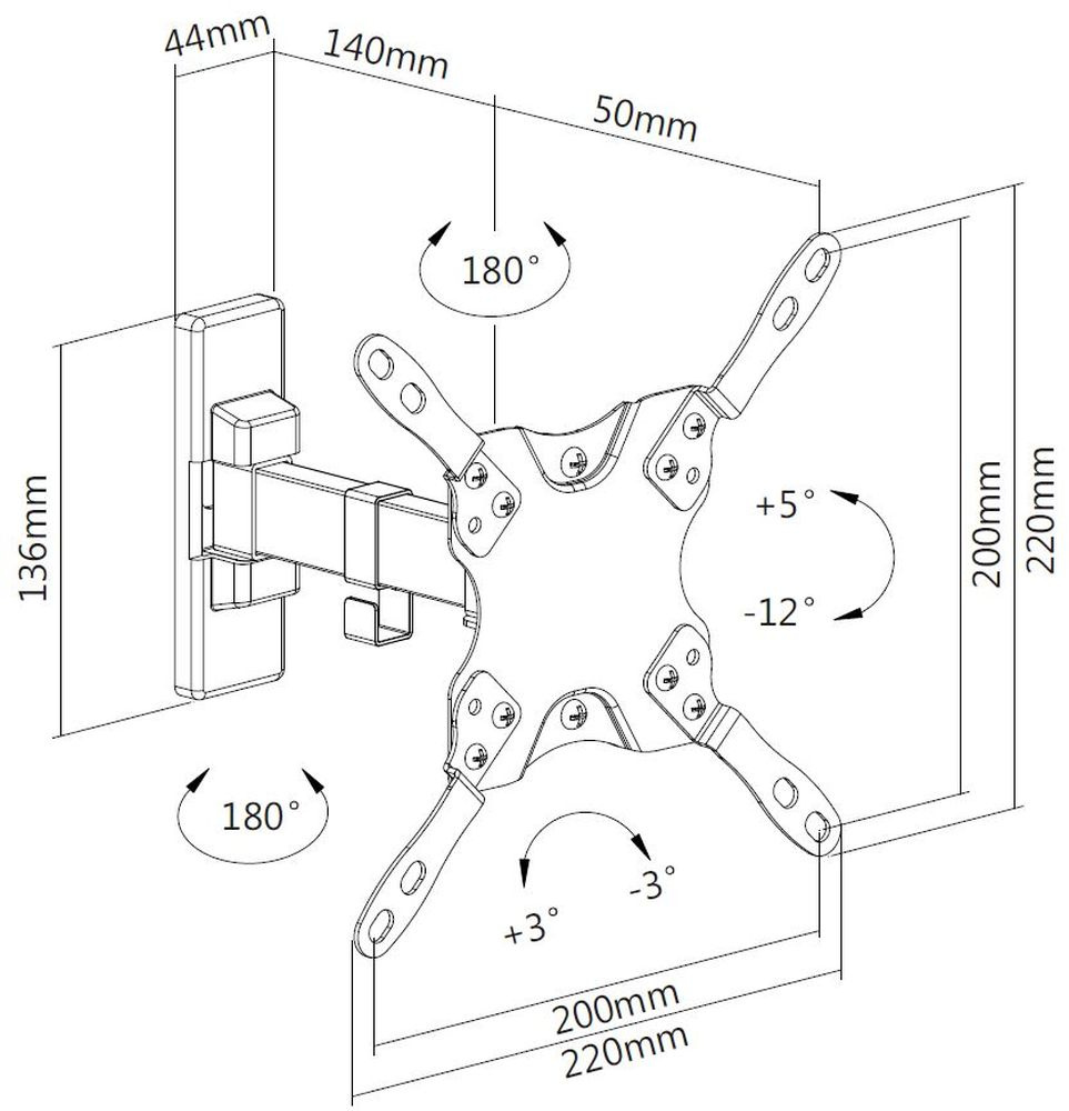 Кронштейн для телевизора Ultramounts UM864W белый 13"-42" макс.20кг настенный поворотно-выдвижной и 