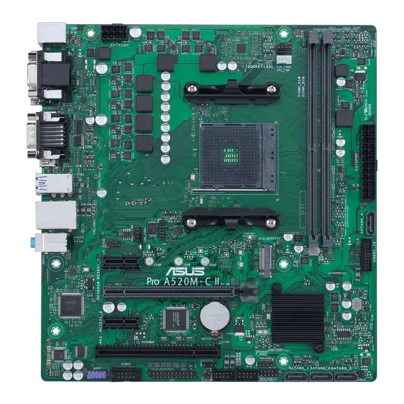 Материнская плата Asus PRO A520M-C II/CSM Soc-AM4 AMD A520 2xDDR4 mATX AC`97 8ch(7.1) GbLAN RAID+VGA