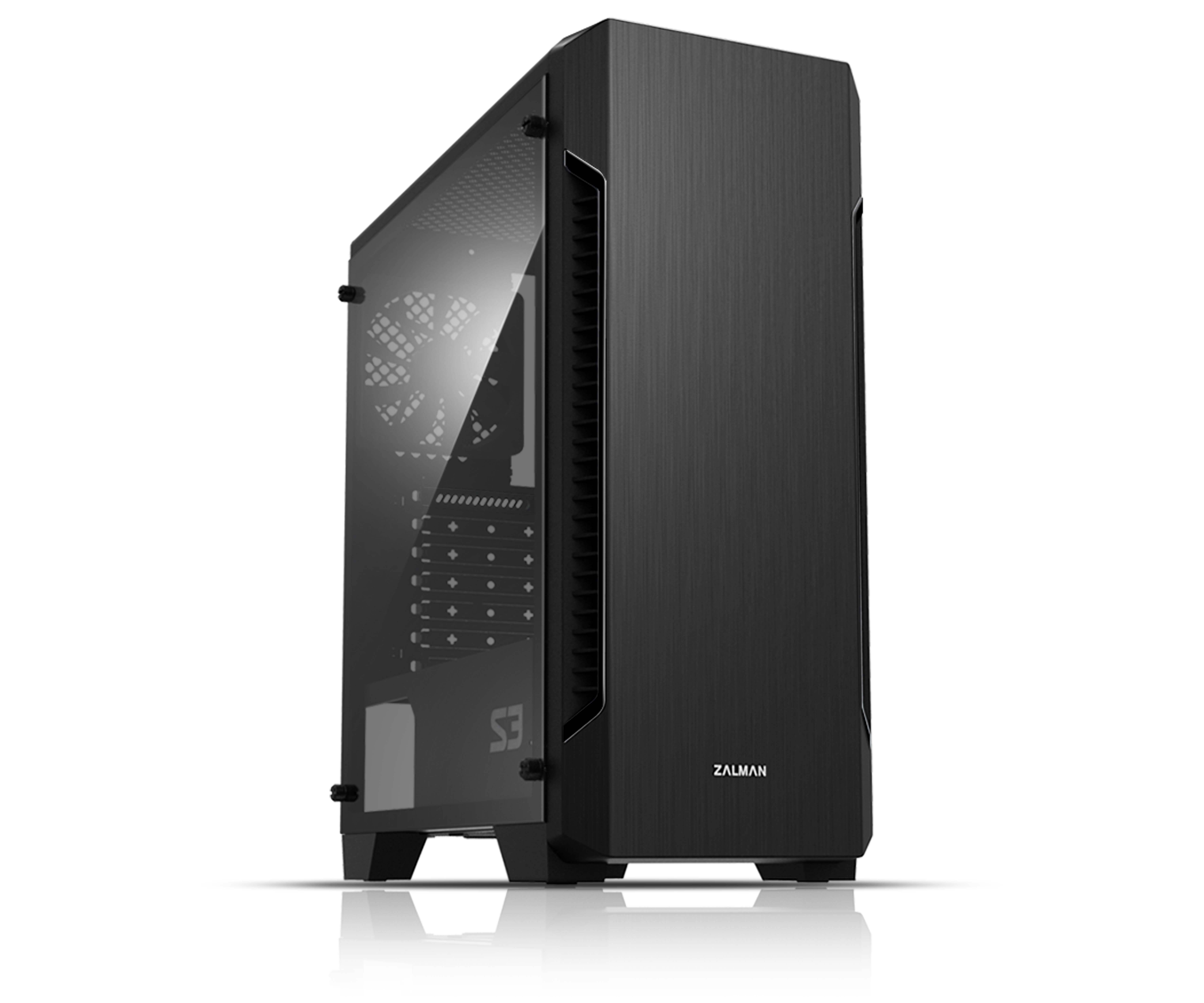 Корпус ZALMAN S3, ATX, BLACK, WINDOW, 2x3.5", 2x2.5", 2xUSB2.0, 1xUSB3.0, REAR 1x120mm