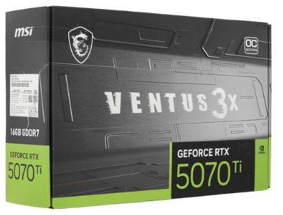 Видеокарта MSI PCI-E 5.0 RTX 5070 TI 16G VENTUS 3X OC NVIDIA GeForce RTX 5070TI 16Gb 256bit GDDR7 24