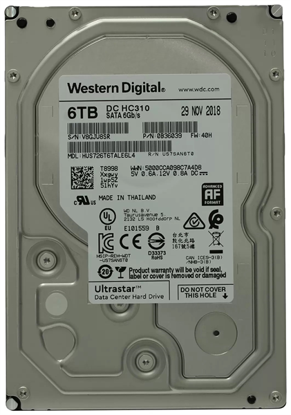 Жесткий диск серверный WD Ultrastar DC HC310 HUS726T4TALE6L4 4TB 3.5" SATA 6Gb/s, 7200rpm, 256M
