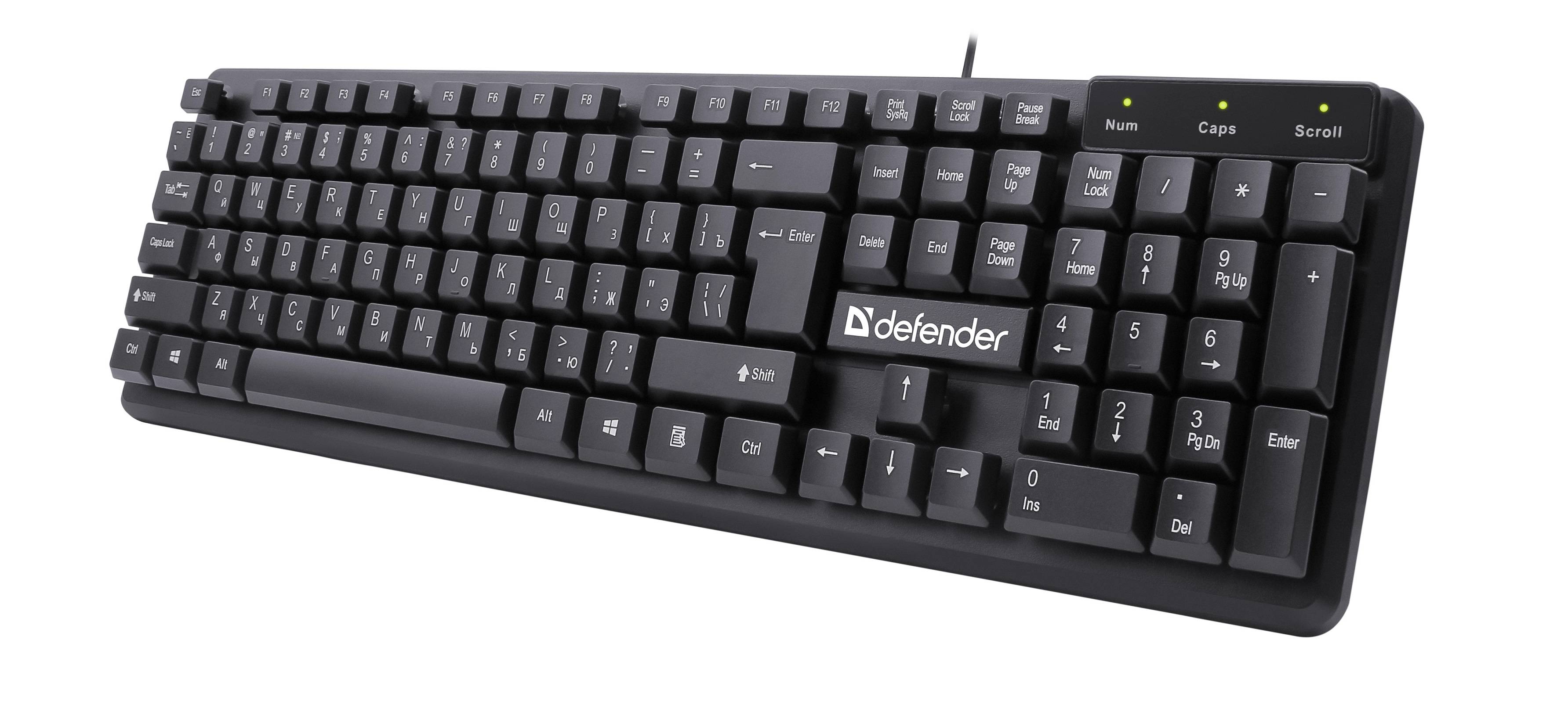 Клавиатура Defender Symbol HB-559 черный USB для ноутбука (45559) кабель 1.5м